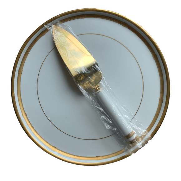 NEW Vintage Gold Christian Dior Cake Plate + Knife - Picture 2 of 6